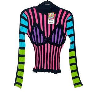 Desigual Maria Escote Ribbed Pullover Large New $129